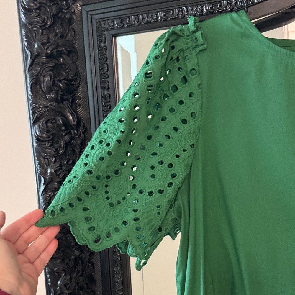 Chico's Vibrant Green Dress with Eyelet Sleeves - Picture 5 of 7